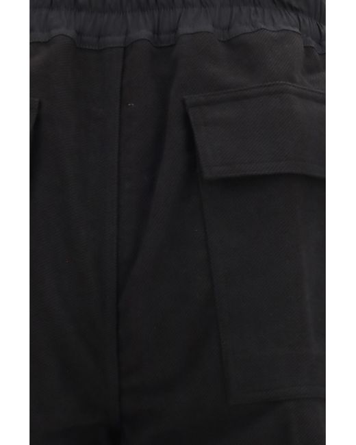 Rick Owens Black Dietrich Drawstring Pants Brushed Twill Cotton for men