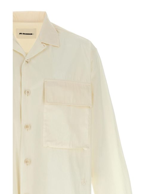 Jil Sander White Logo Embroidery Shirt for men