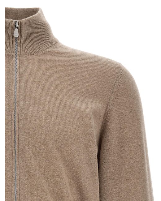 Brunello Cucinelli Brown Zip Cardigan for men