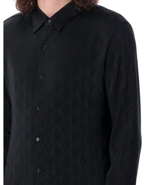 MARINE SERRE Black Jacquard Viscose Shirt for men