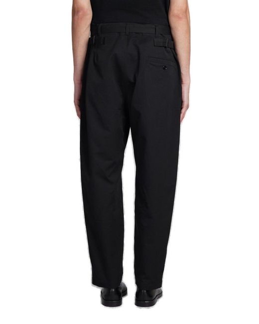 Lemaire Black Strap-Detailed Cropped Trousers for men