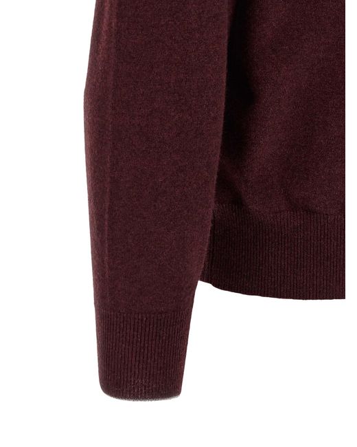 Brunello Cucinelli Red Cashmere Polo Shirt for men