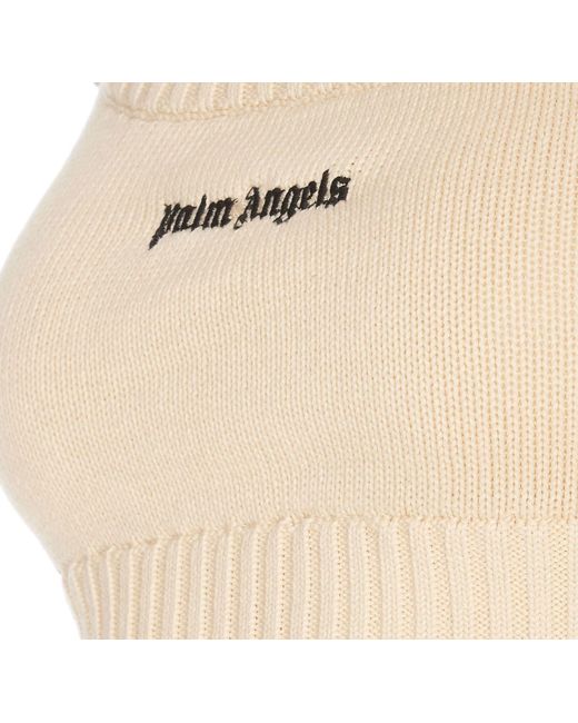 Palm Angels Natural Tank Top With Embroidery