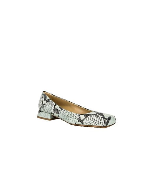 Bottega Veneta Metallic Tower Python-Print Ballerina Shoes