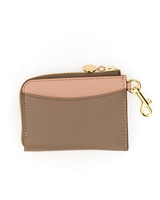 Stella McCartney Natural Wallet With Logo Polyurethane & Purses