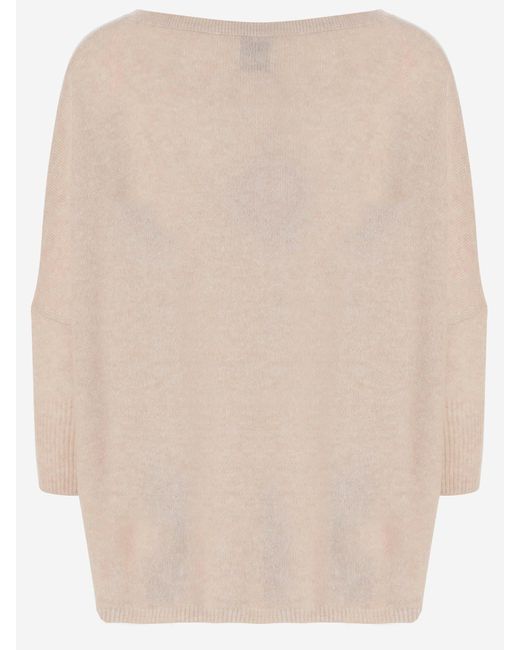 Allude Natural Wool Blend Pullover With Rhinestones And Studs