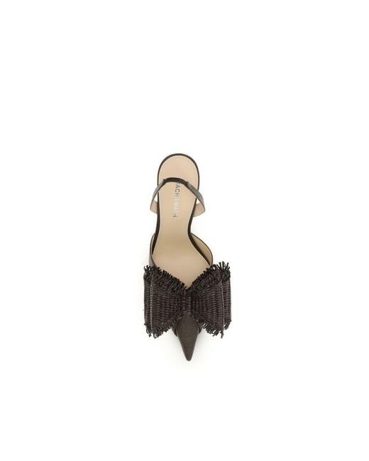 Mach & Mach Black Raffia Platform Pumps