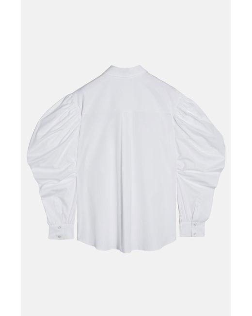 Simone Rocha White Draped Sleeve Masculine Shirt With Emb