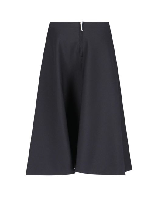 Marni Blue Virgin Wool Flared Midi Skirt