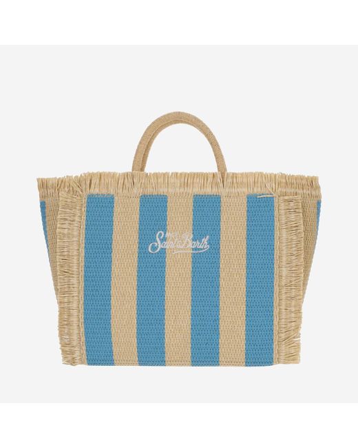 Mc2 Saint Barth Blue Colette Tote Bag With Striped Pattern