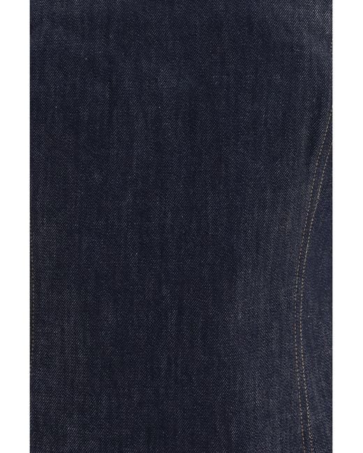 Brunello Cucinelli Blue Denim Effect Twill Bandeau Top Blu Cotton
