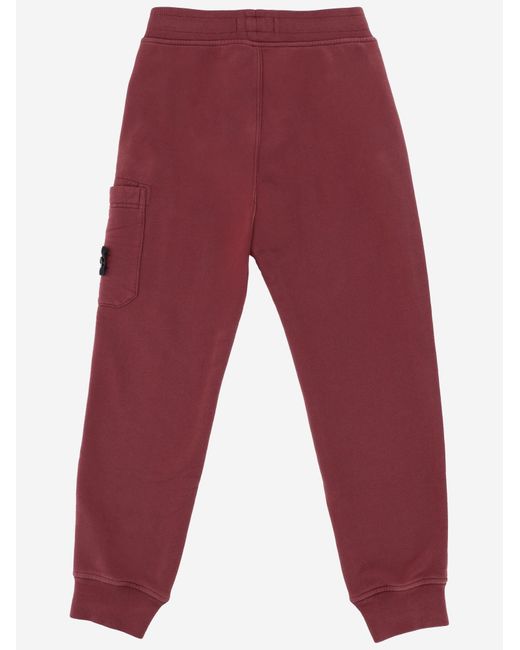 Stone Island Red Cotton Trousers With Logo for men