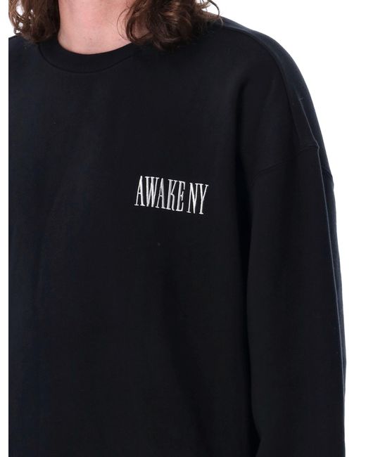 AWAKE NY Black Crewneck Sweatshirt for men