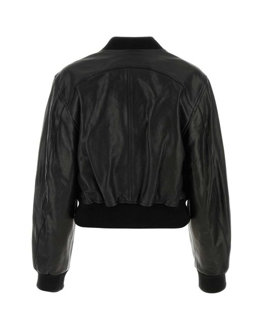 Isabel Marant Black Leather Adriel Bomber Jacket
