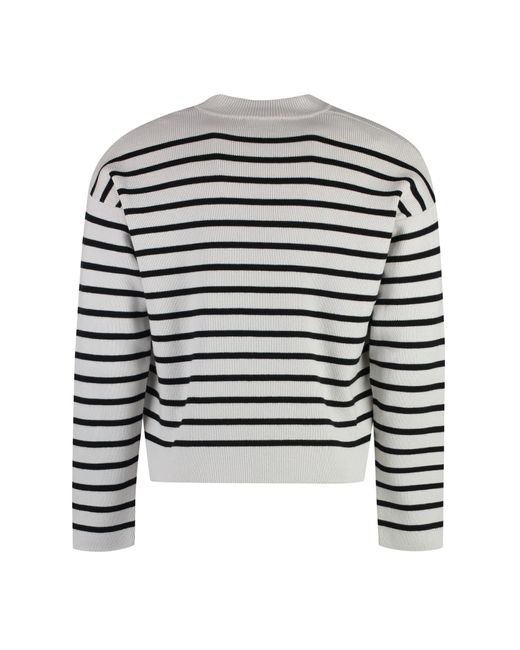 AMI Black Striped Crew-Neck Sweater for men