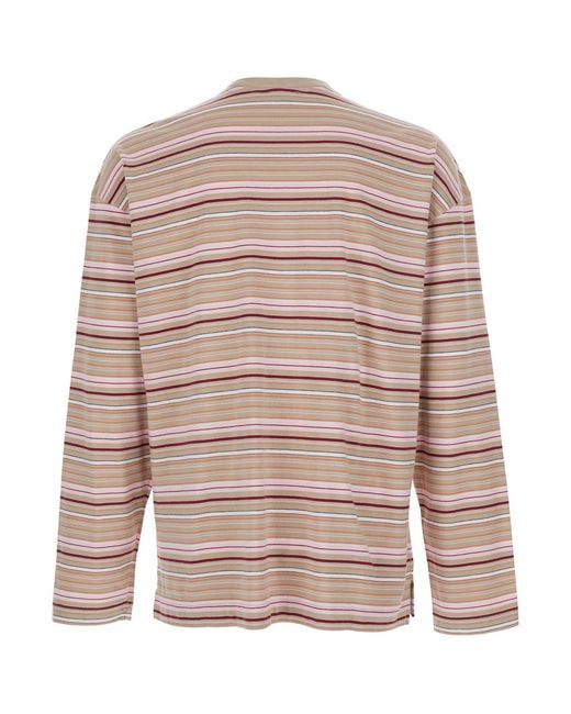 sunflower Natural T-Shirt Stripe Ls Pocket With And Long Sleeves Cotton Jersey for men