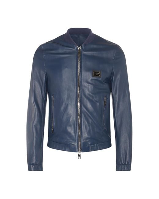 Dolce & Gabbana Blue Dg Essentials Zipped Bomber Jacket for men