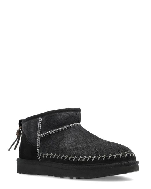 Ugg Black Classic Ultra Mini Biarritz Leather Boot