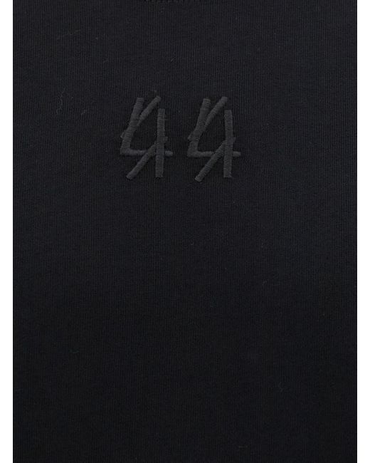 44 Label Group Black T-Shirt With Logo Embroidery And Print for men