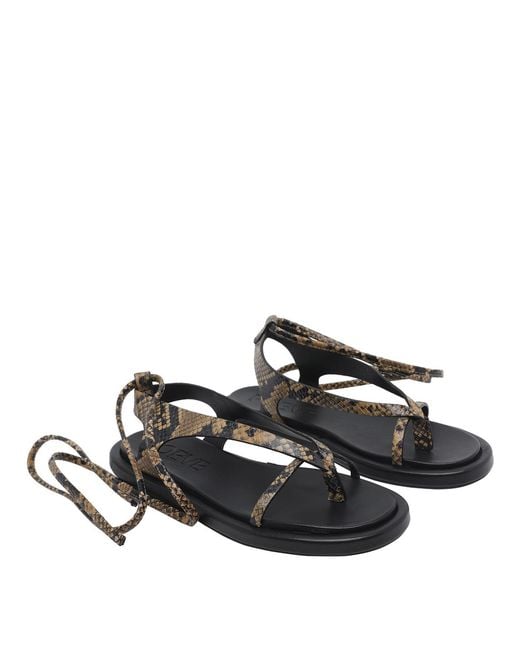 Poeve Black Sandals Calf Leather/Rubber Sole