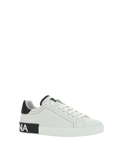Dolce & Gabbana White Leather Sneakers- Calf Trainers for men