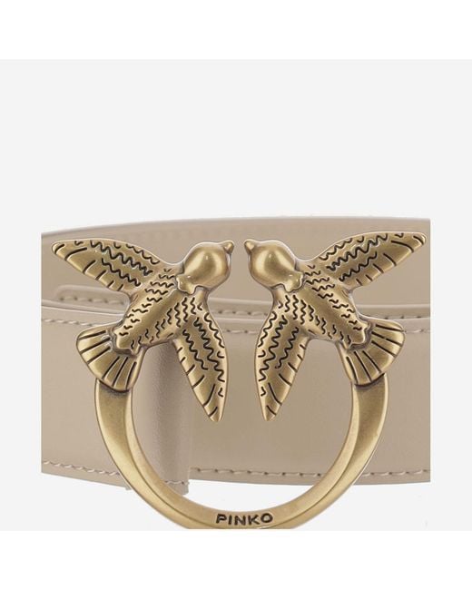 Pinko Natural Leather Belt Love Berry