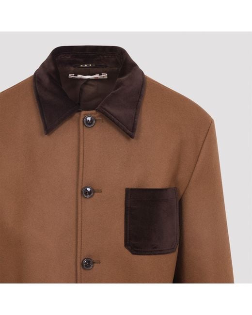 Marni Brown Double Splittable Wool Felt Workwear Jacket for men