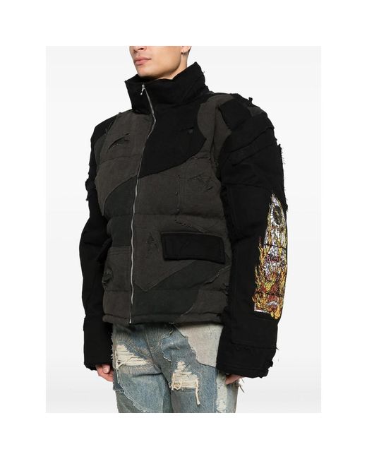 Who Decides War Black Patchwork Pocket Jacket for men