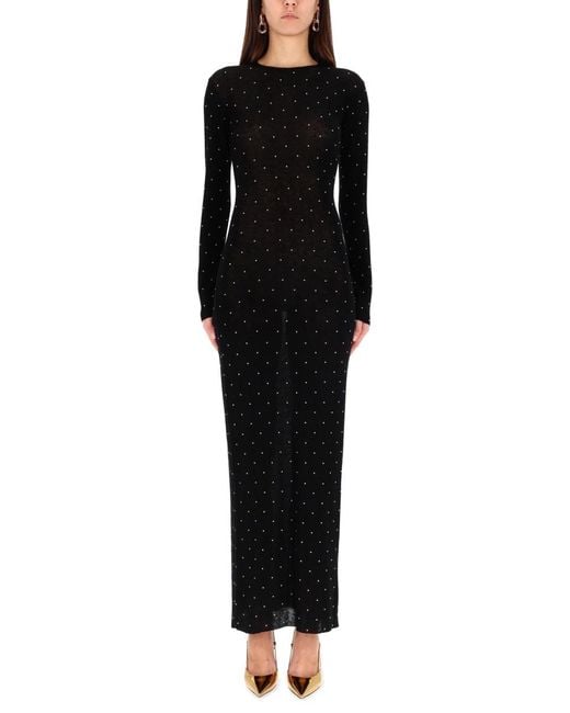 Rabanne Black Second-Skin Effect Long Dress Wool