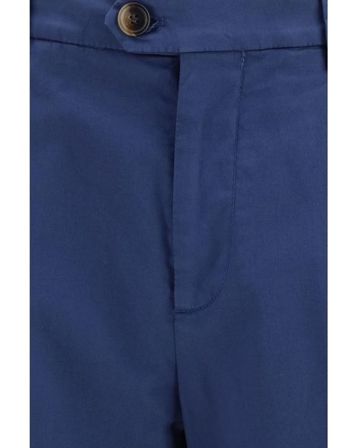 Brunello Cucinelli Blue Cotton Blend Chino Pants Cotton; Elastane for men