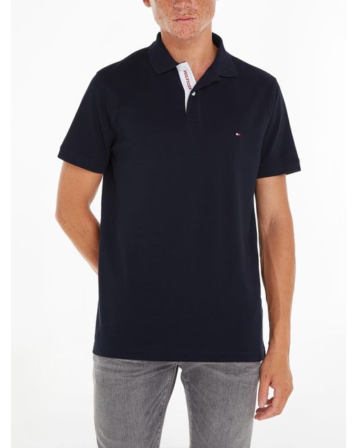 Tommy Hilfiger Blue Short-Sleeved Polo Shirt With Mini Logo for men