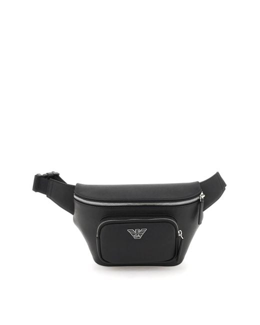 Emporio Armani Black Regenerated Leather Beltpack for men