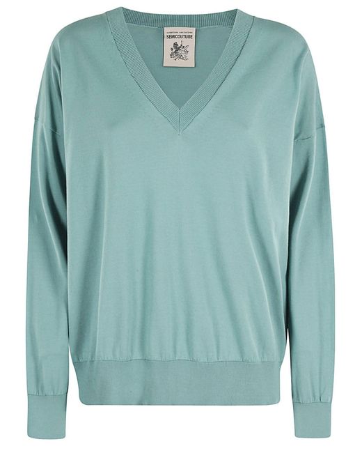 Semicouture Green Aquamarine Cotton Sweater