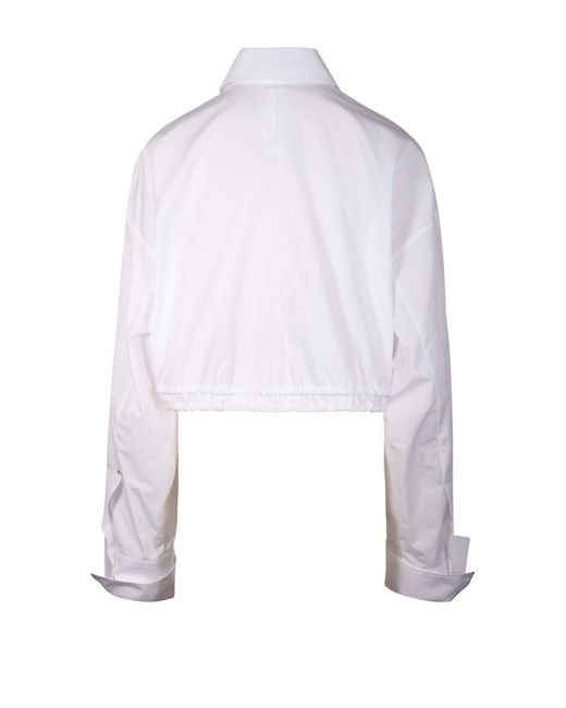 Sportmax White Buttoned Long-sleeved Cropped Shirt