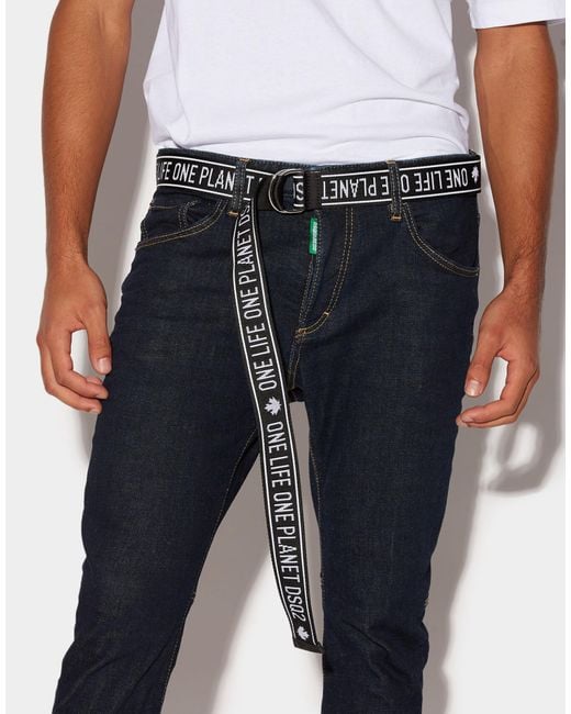 DSquared² White Logo Industrial Tape Belt Accessories for men
