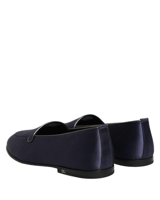 Dolce & Gabbana Black Satin Dg Logo Dress Loafers Shoes Leather for men