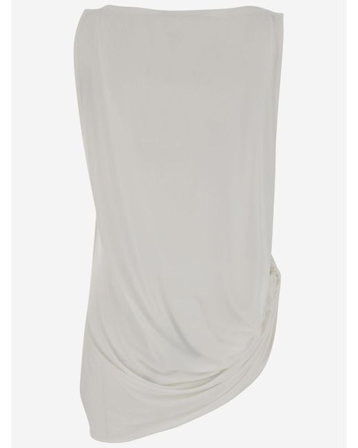 Jacquemus White Top Peplo Viscose Dress