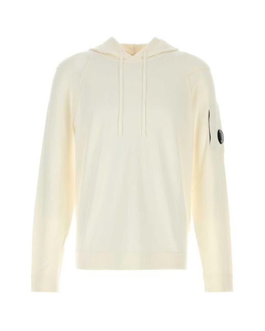 C P Company White Cotton Sweatshirt for men
