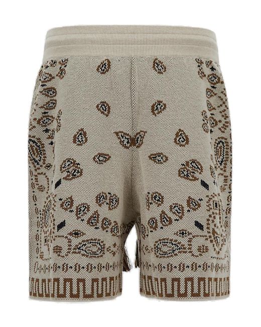Alanui Gray Cotton Bandana Shorts for men