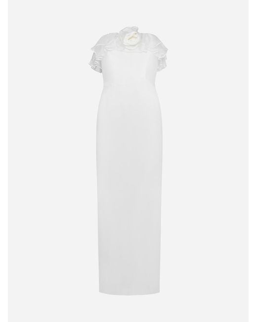 Alessandra Rich White Cady And Organza Tube Dress