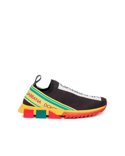 dolce & gabbana black white and red sorrento logo sneakers