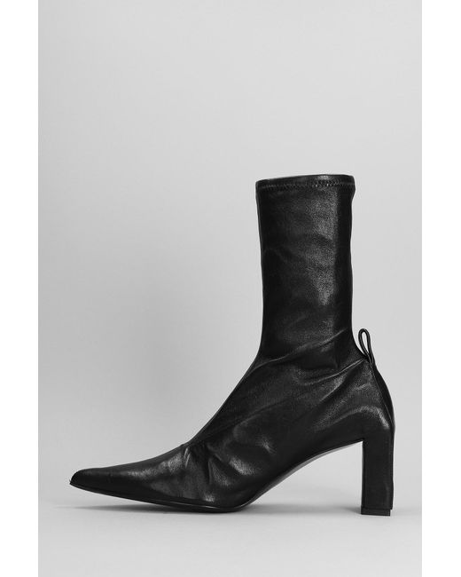 Jil Sander Low Heels Ankle Boots In Black Leather