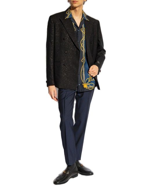 Versace Black Double-breasted Blazer, for men