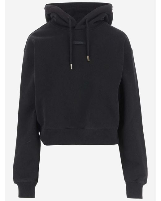Jacquemus Black Hoodie With Grosgrain Detail Cotton