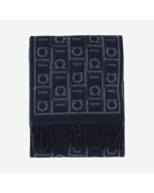 Ferragamo Blue Wool-Blend Scarf New-Oxford/Oxford for men