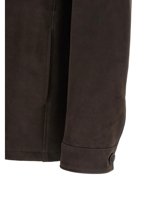 Moorer Black Klaus Overshirt Lamb Leather (Ovis Aries) Down Jacket, Parka, Casual Jackets for men
