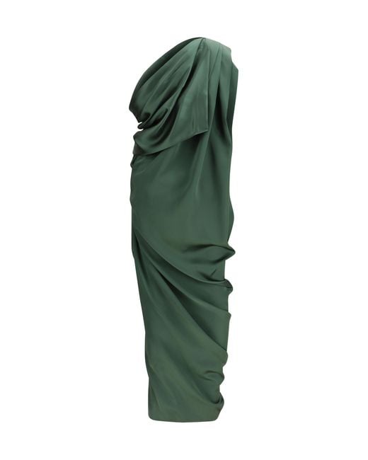 Vivienne Westwood Green Draped Midi Dress Polyester