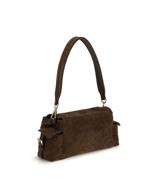 Prada Brown Explore Medium Suede Shoulder Bag