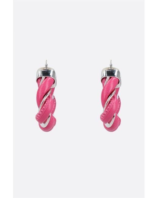 Bottega Veneta Pink Hoop Earrings & Lambskin