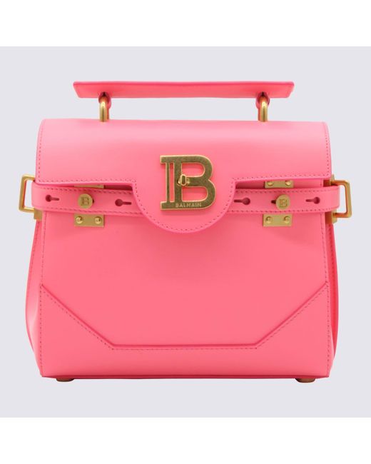 Balmain Pink Leather B-Buzz Handle Bag